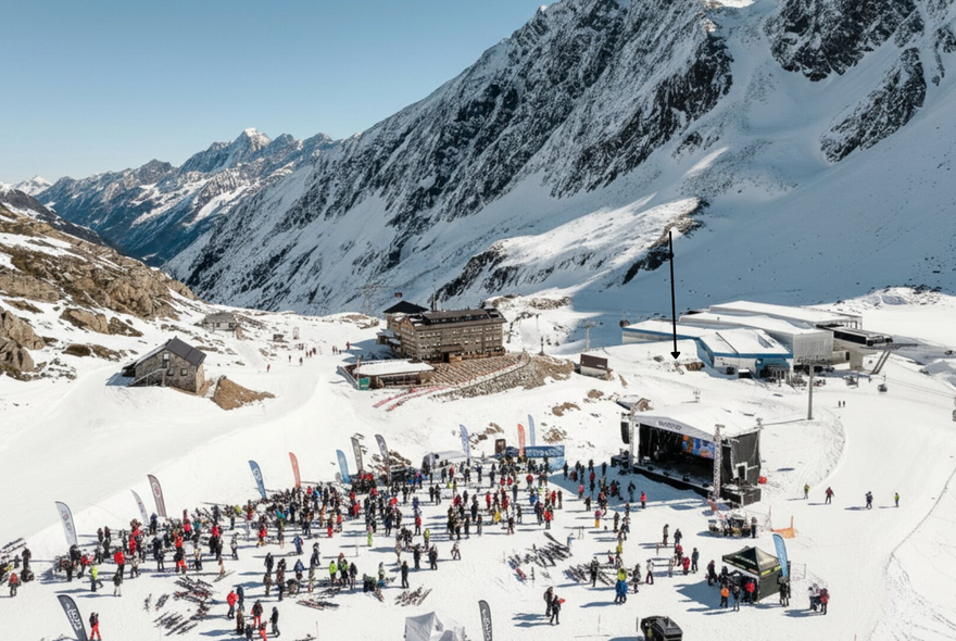 Visualisierung des Veranstaltungsgeländes beim Stubai Wild Ride an der Mittelstation